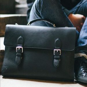 French leather briefcase backpack NWOT